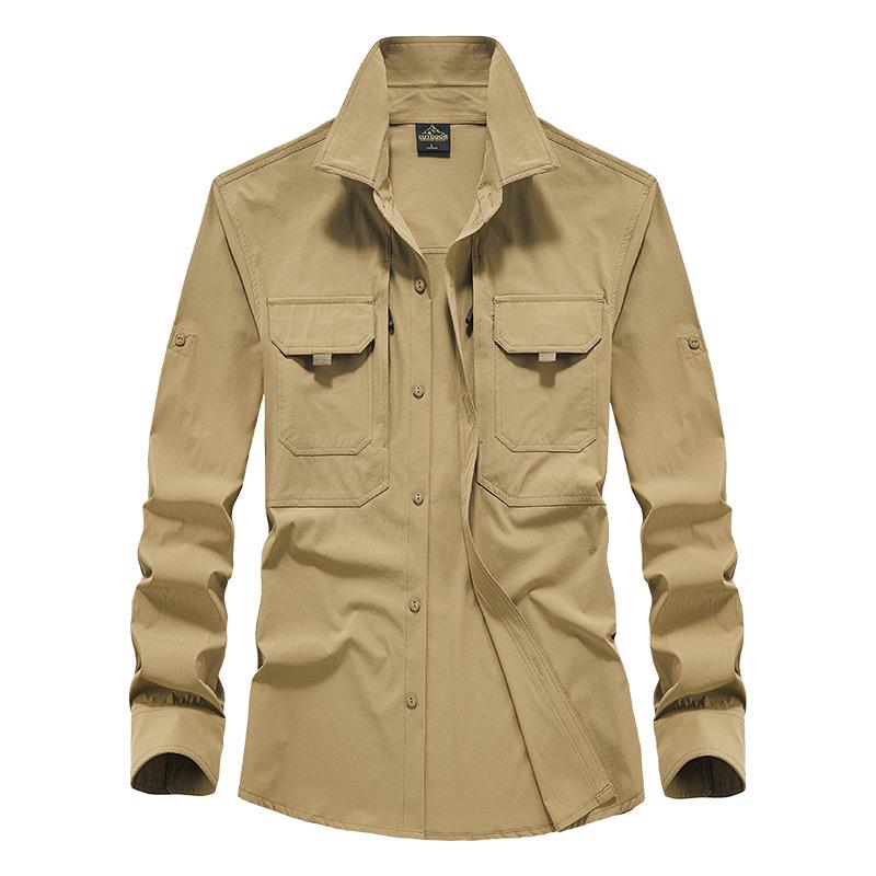 Men s Quick-Dry Long-Sleeve Outdoor Military Shirt - Breathable, Elastic, Loose Fit Medium