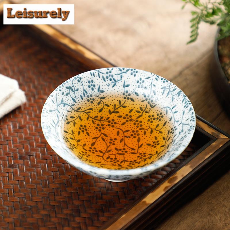 70 ml antike blaue und weiße Keramik-Teetasse, handgefertigt, eingelegte silberne Teetasse, Haushalts-Teeschale, persönliches Einzeltassen-Teeservice