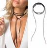 Black Choker Necklace Gold Retro Leather Strap Ribbon