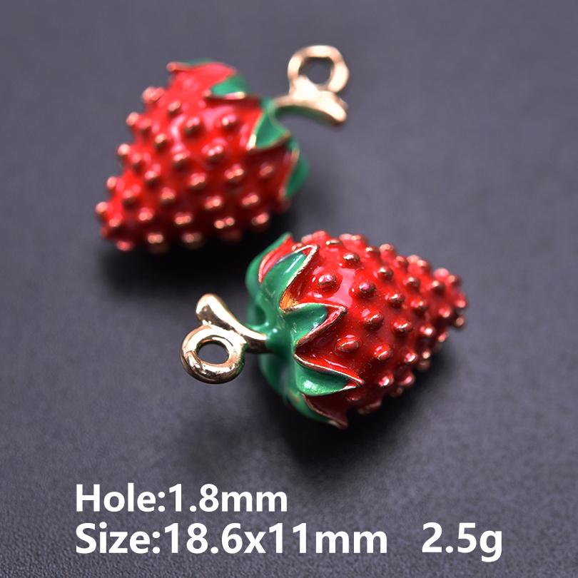 10pcs Cute Strawberry Pendant Charm Enamel Charms For Jewelry Making Supplies Fruit Accessories Handmade Materials DIY Breloque
