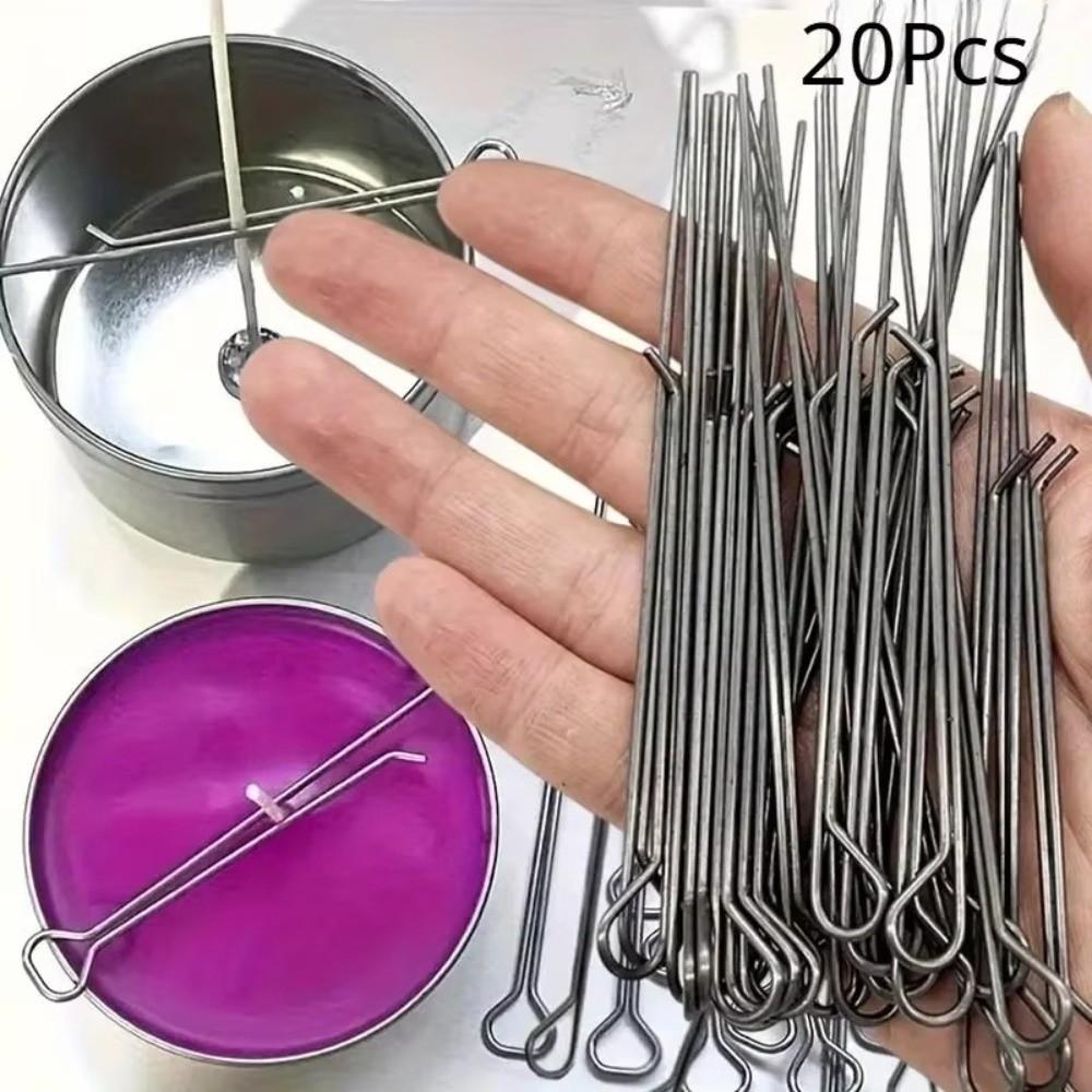 20 Stück Edelstahl-Kerzendocht-Halter Hitzebeständig Wiederverwendbar Kerzendocht-Stabilisator Mini-Größe Docht-Zentrierer