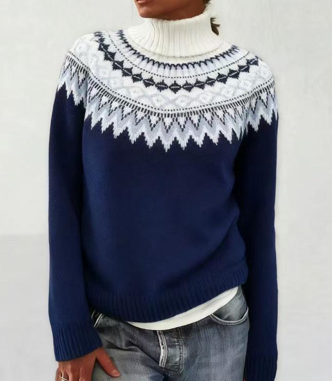 European & American Chunky Knit Jacquard Women's Sweater - Acrylic, Thickened for Autumn/Winter  