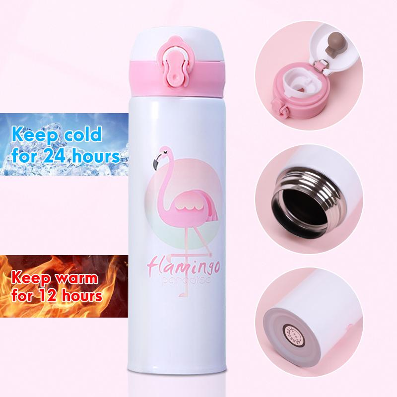 500ML Unicorn Water Bottle For Children Stainless Steel Thermos Bottle Drinkware School Water Bottle For Girls Leakproof Cup