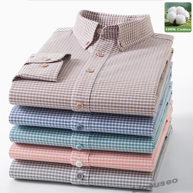 New 100% Pure Cotton Striped Shirt For Men's Long Sleeve Casual Regular Fit Soft Comfortable Business Social Shirts Men Clothing