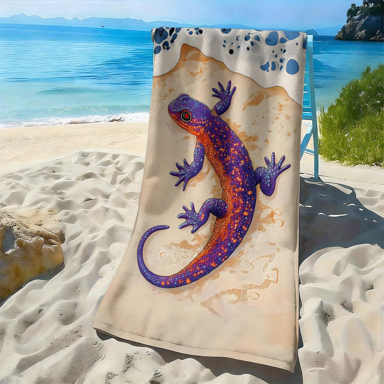 

Colorful pattern of the cartoon gecko polyester microfiber beach towel is highly absorbent, suitable for swimming beach outings W30*H60(CM)