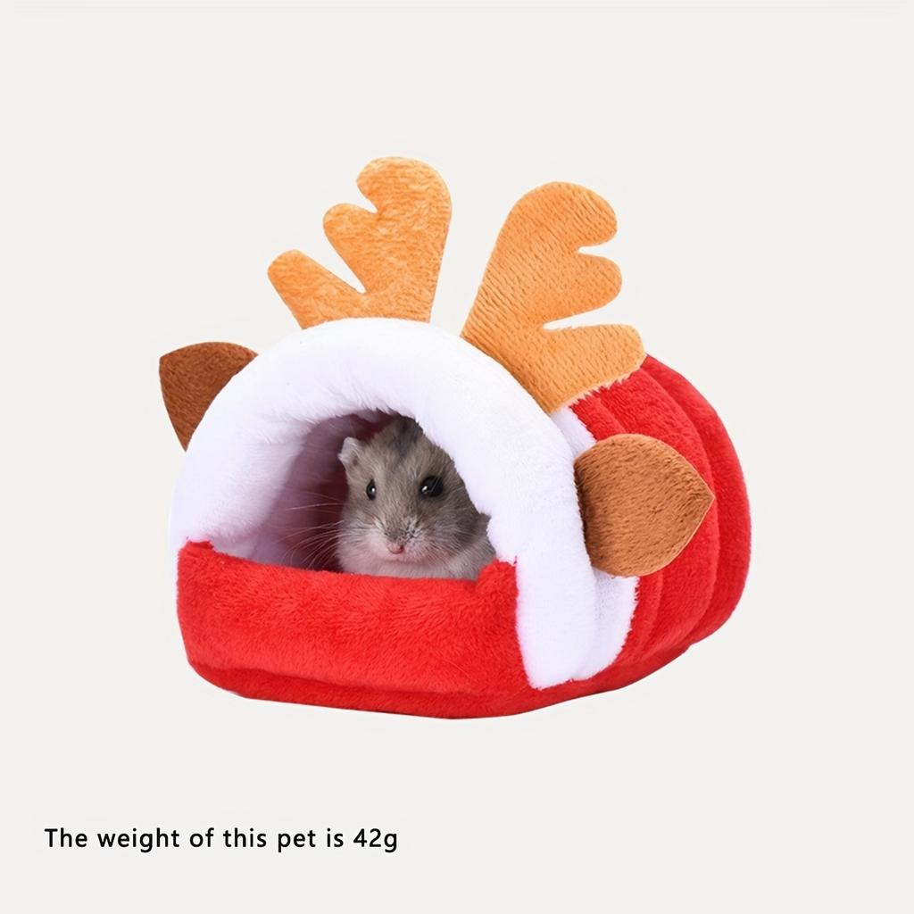 1 Stück-Weihnachts-Hamsternest, Haustier Warmes Nest, Zuckergleiter Winterbedarf, Blumenast Maus, Hamster Winter Warmes Nest