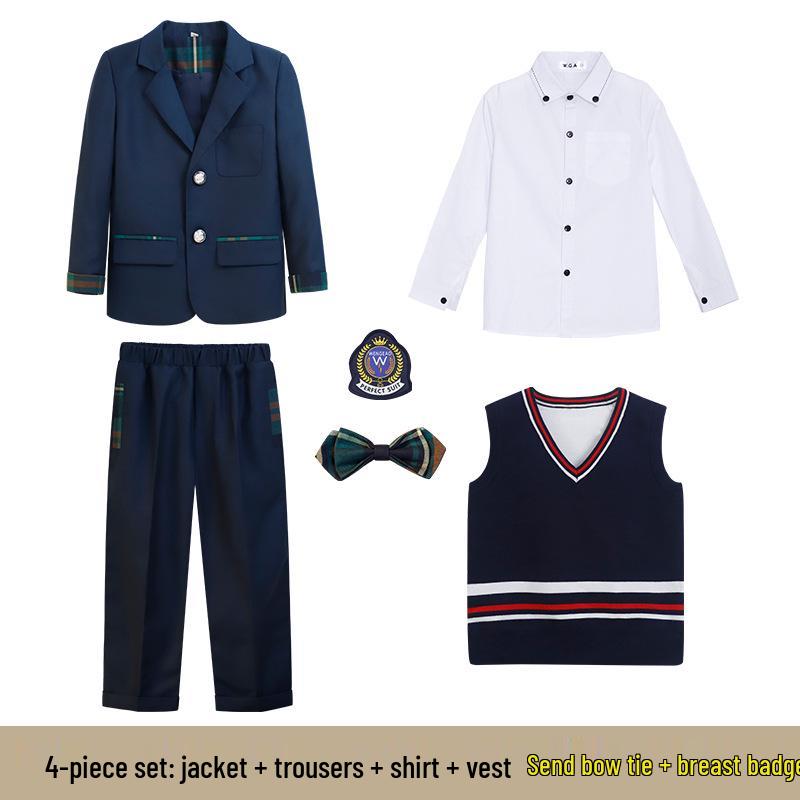 British Style Formal Plaid School Uniform Set for Girls