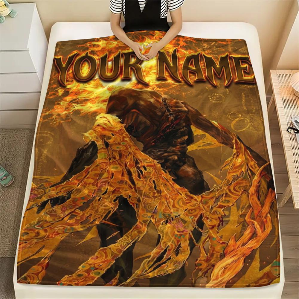 1PC Custom Name Elden Ring Patterned Flannel Blanket Suitable For All Seasons for Home Decor Warmth and Comfort Gifts Holiday Present