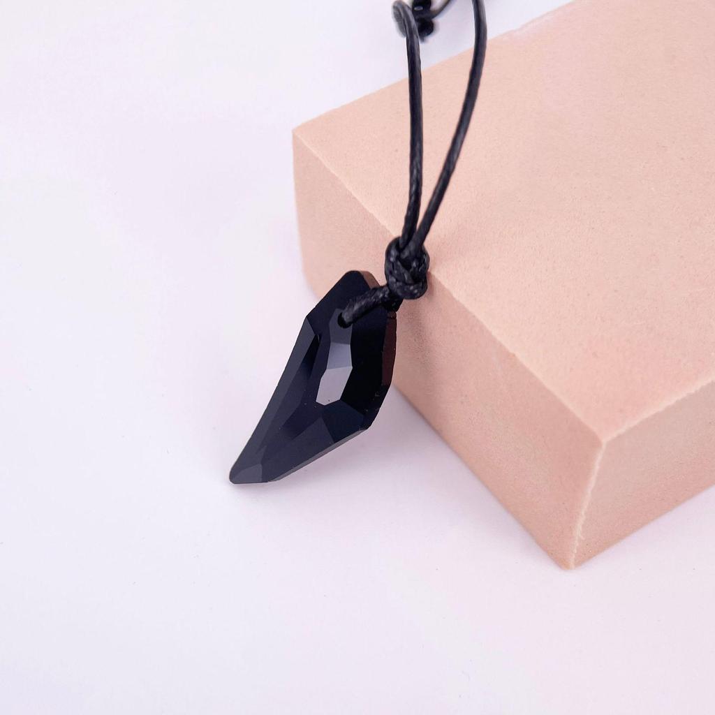 Wolf Tooth Crystal Pendant Necklace for Couples - Adjustable Korean Fashion Jewelry for Women & Men