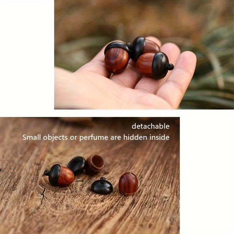 2pcs Wooden Acorn Portable Storage Container Mini Pill Organizer Jewelry Box for Travel Daily Use Accessories Gift