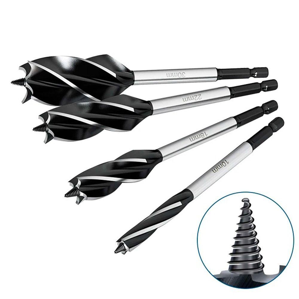 with Hex Shank Twist Drill Bit Set Four-slot Wood Fast Cut Auger Auger Drill Bit  Woodworking