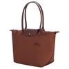 Longchamp Le Pliage Green 31 Long Handle Snap Button Zipper Closure Canvas And Leather Dumpling Tote Bag Large Women Tote Bag Brown 1899919504