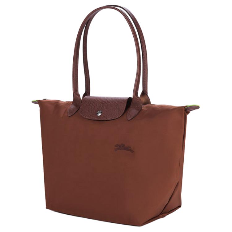 Longchamp Le Pliage Green 31 Long Handle Snap Button Zipper Closure Canvas And Leather Dumpling Tote Bag Large Women Tote Bag Brown 1899919504
