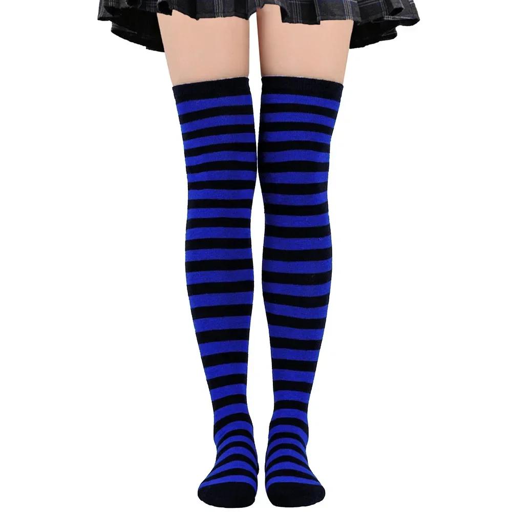 Long Socks Womens Over Above Knee Striped Thigh High Stockings Polka Dot Ladies Black White Pink Cosplay Lolita Harajuku Y2k