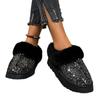 Fleece thickened warm snow boots women's winter new sequined short tube one-pedal fluffy cotton shoes