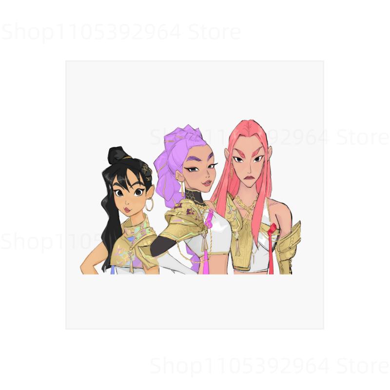 מדבקות קריקטורה של ציידי שדים KPop, מדבקות דקאלים לקישוט בגדים, תיקי גב, ימי הולדת, מתנות עמידות, אפליקציית העברה, מדבקה תרמית חמה