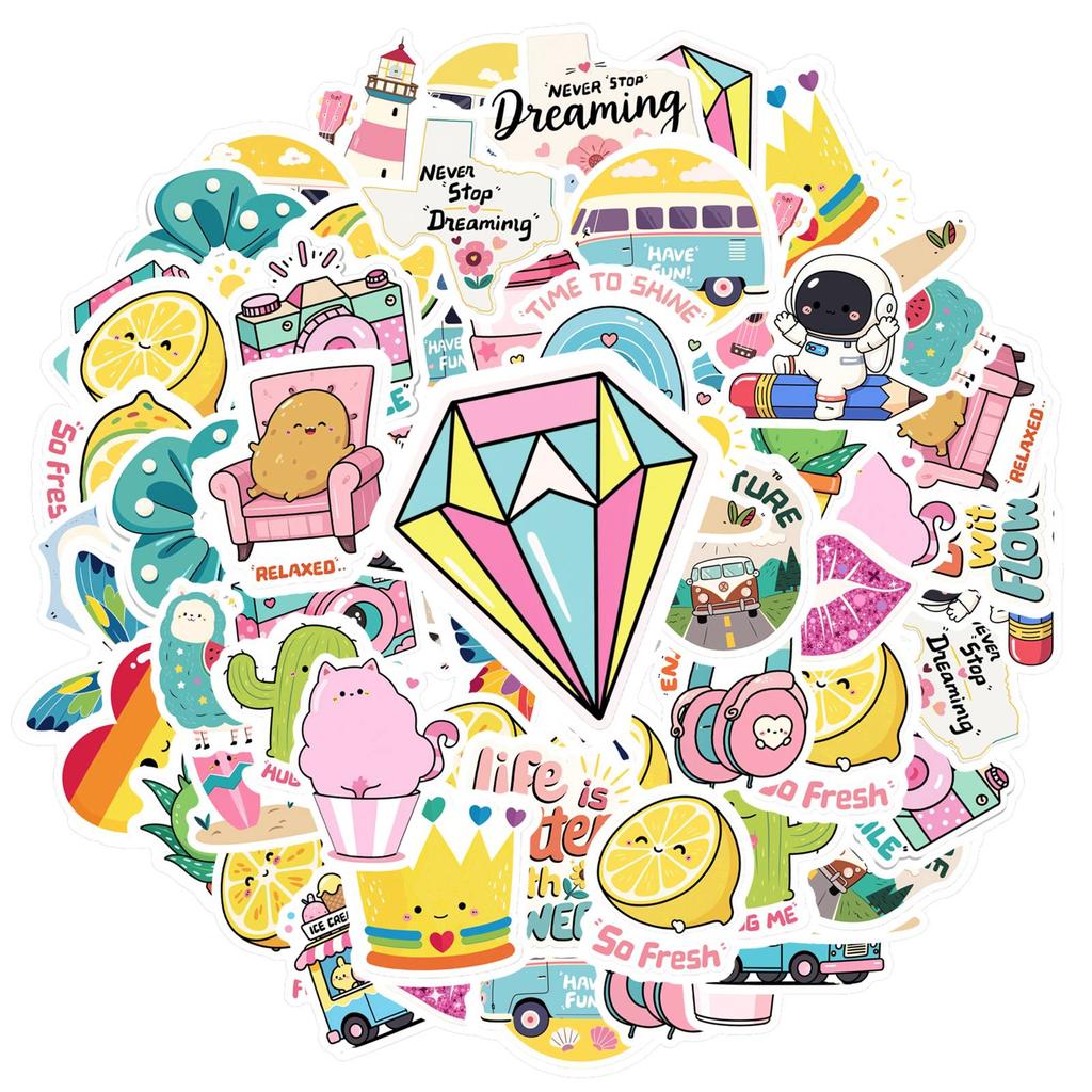 35pcs-50pcs Cartoon Positive Messages Stickers Whimsical Cuteness Overload  Stickers  Stickers For DIY Phone