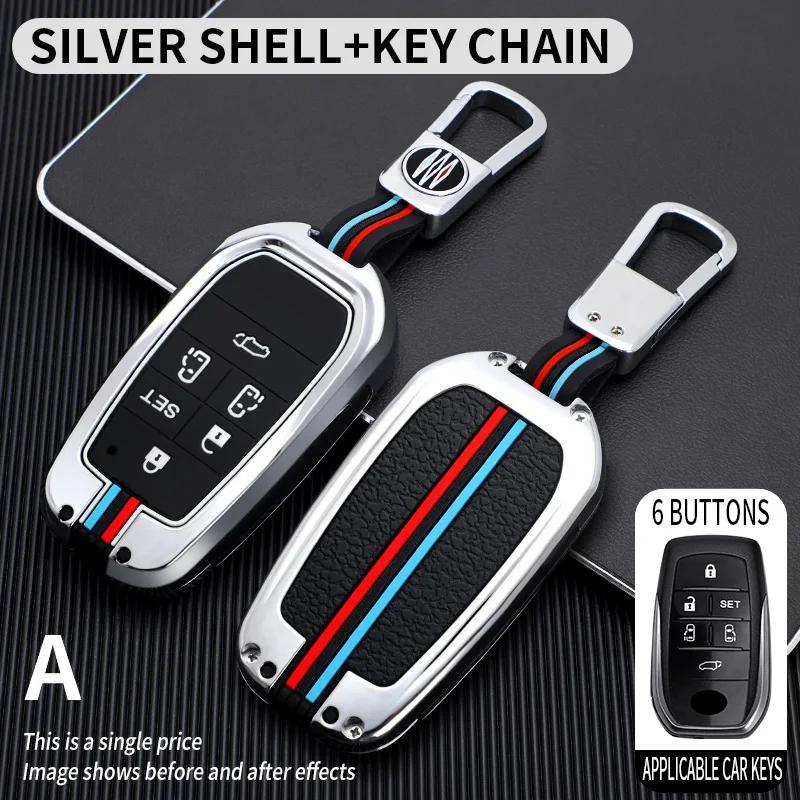 Zinc Alloy Car Key Case Cover for Toyota RAV4 Highland Coralla Hilux Fortuner Land Cruiser Camry Crown Keychain Accessories