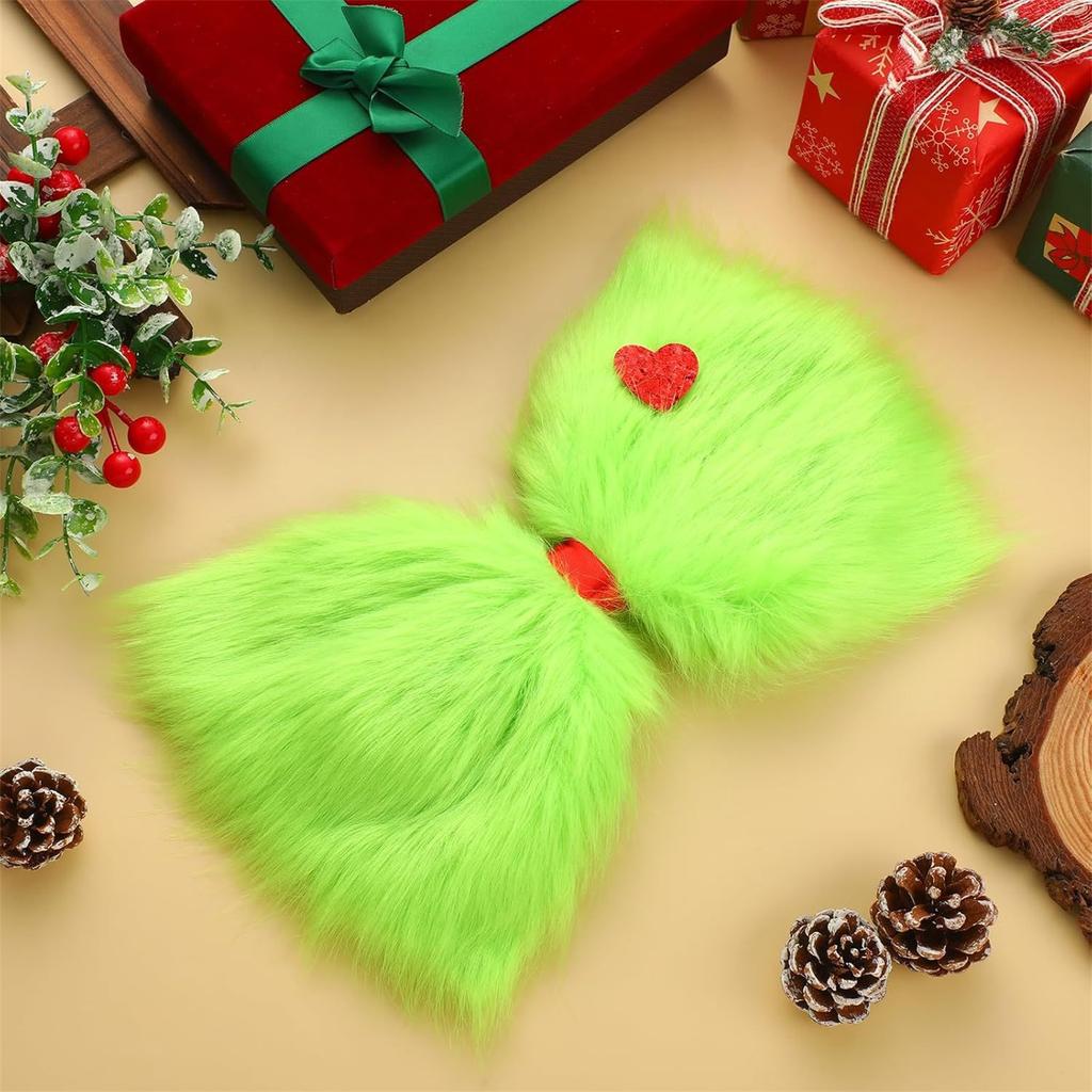 Christmas Tree Top Green Hairy Bow Decoration Green Plush Bow Christmas Decoration Christmas Party Supplies