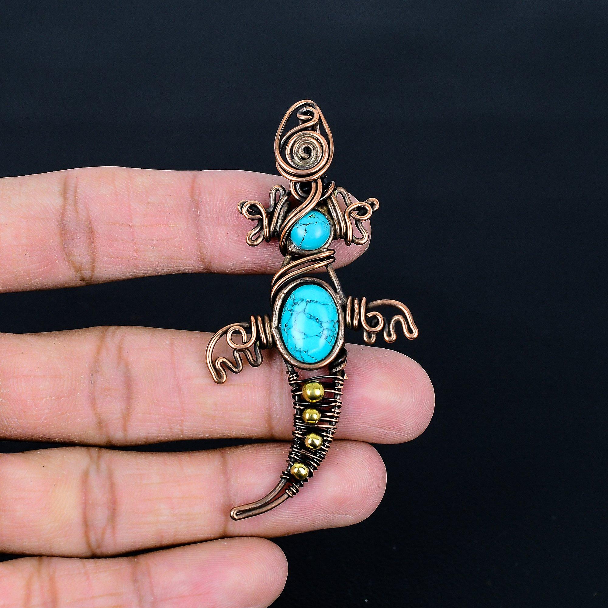 

Sleeping Beauty Turquoise 999 Copper Wire Wrapped Pendant, Handmade Gemstone Pendant Jewelry, Gifts For Wife Brand New Pendant 35.99