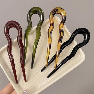 U-förmige Haargabel Mode Schildpatt Acetat Acryl Haarnadel Geometrisches Design Kopfschmuck Haarstäbe Damen Haaraccessoires
