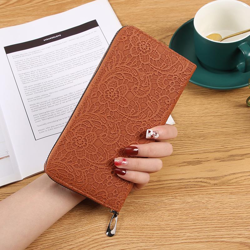 Trendy Embossed Single-Zip Women's Clutch Wallet with Multi-Card Slots