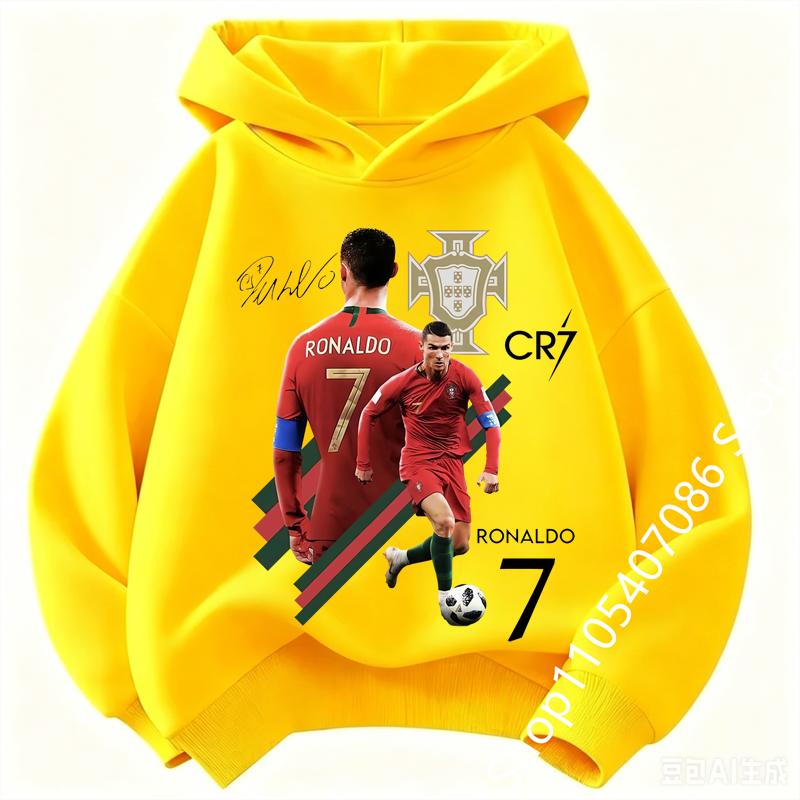Spring Autumn Casual Children's Hoodie Sports Sweatshirt for Boys and Girls Ronaldo Printed Fashion Kids Pullover Top