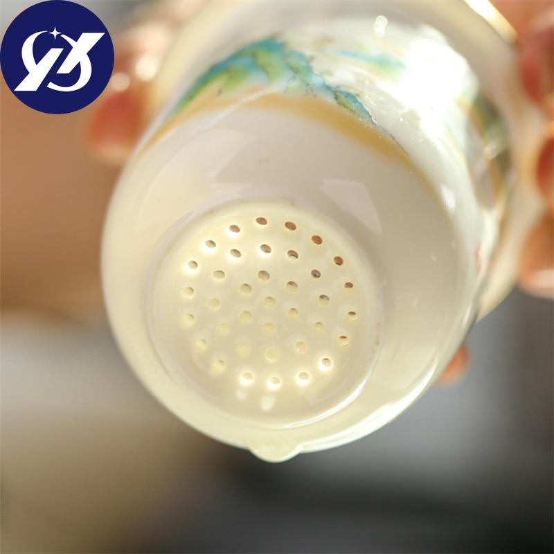 Creative Glass Tea Separation Cup Ceramic Filter Teacup With Lid and Wooden Handle Large Capacity Office Coffee Mug Drinkware