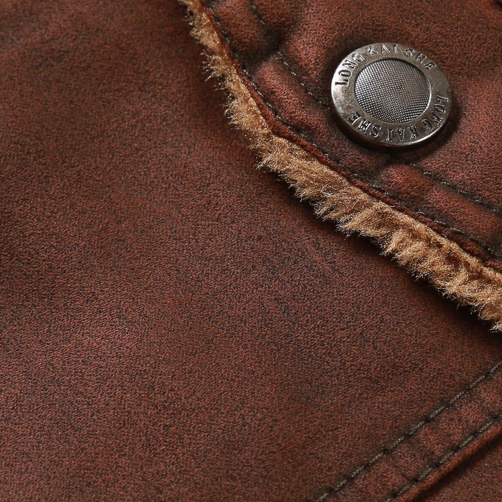 Chaqueta de una sola pieza de piel para hombre, chaqueta de solapa de terciopelo de invierno, chaqueta de terciopelo holgada, ropa para hombre