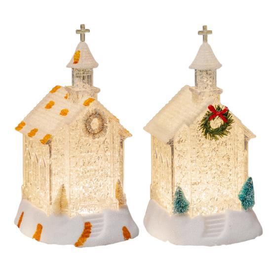 Christmas House Night Light Plastic Church Cottage Decor with LED Glow Decorative Holiday Lighting for Indoor Outdoor Holiday Display