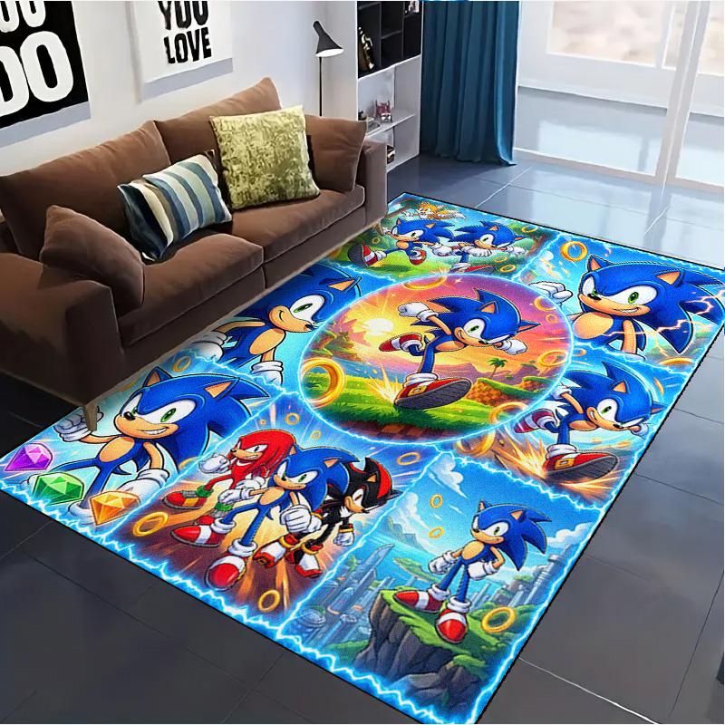 Blue Hedgehog Carpet Rug for Living Room Bedroom Home Sofa Decoration,Kids Play Non-slip Floor Mat