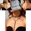 Luxury Long Chain Necklace For Women With Cubic Zirconia And Geometric Style For Trendy Neckwear