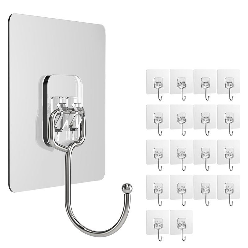 

AEE2-Large Adhesive Hook, Wall Hook, Strong Removable Adhesive Hook, Suitable For Bathroom, Kitchen And Office(20Pcs) білий