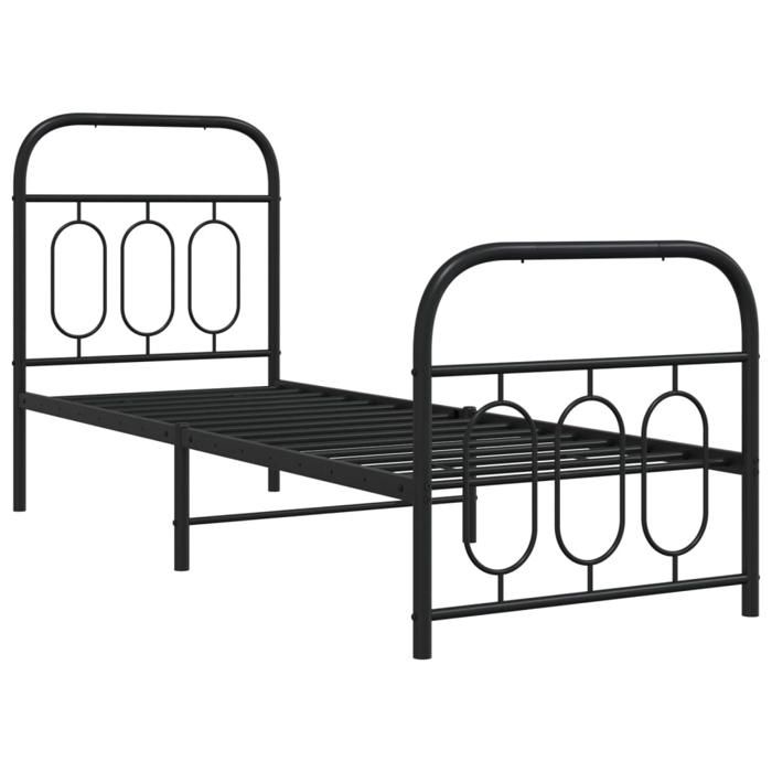 VidaXL Cadre de lit métal sans matelas avec pied de lit noir 75x190 cm 377125