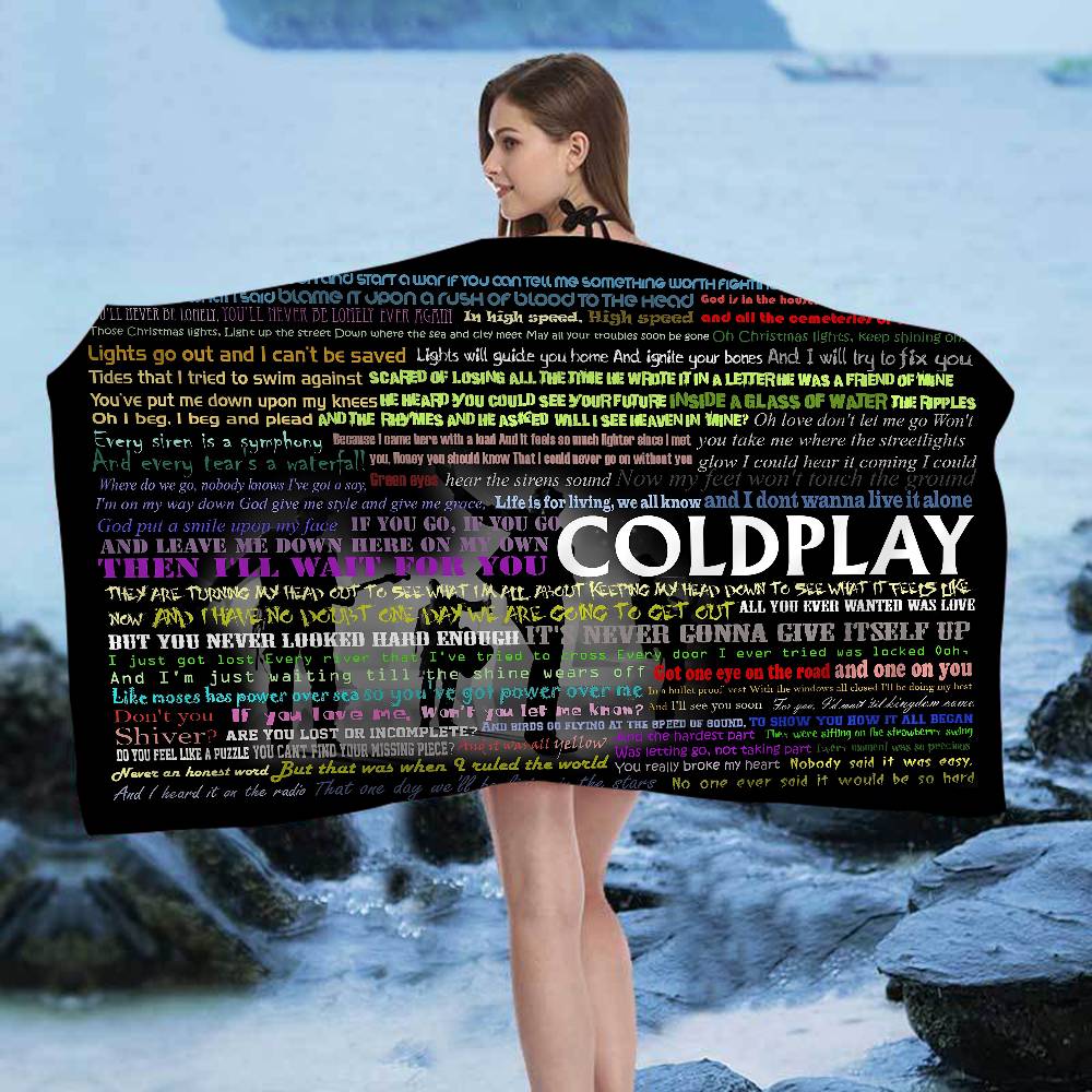 Classic Pop Rock Band C-Coldplay Bath Towel Microfiber Soft Water Absorbing Breathable For Girl Kids Cartoon Beach Towel