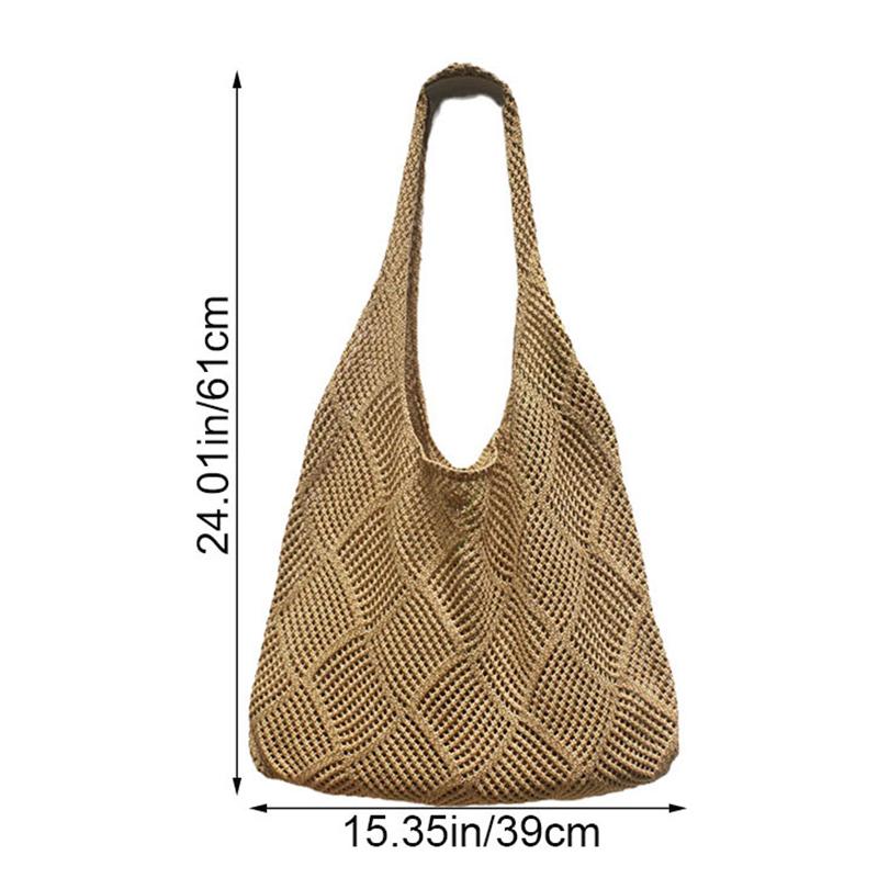 Summer Beach Women S Shoulder Bag Crochet Handbag Knitted Hollow Tote Bag For Girl Women Solid Color Versatile Shopping Bags 1618₽