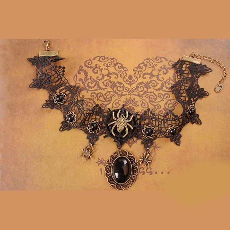 Gothic Lace Choker Necklace With Spiders Pendant Your Unique Style With This Gothic Lace Choker