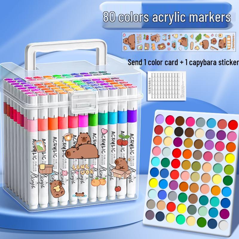 Acryl-Aquarellmarker für Kinder: Ausblutsichere, stapelbare, wasserfeste Kunststifte & Zeichenpinsel für den Kindergarten.