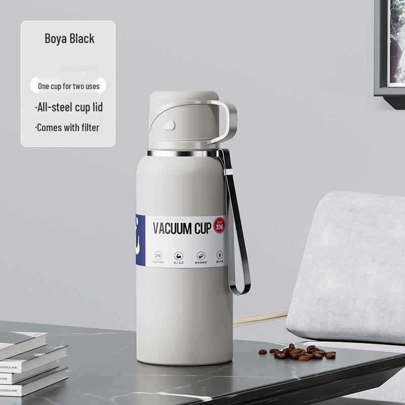 316 Stainless Steel Men's Large Capacity Insulated Outdoor Travel Mug with Tea & Water Separation, Custom Logo