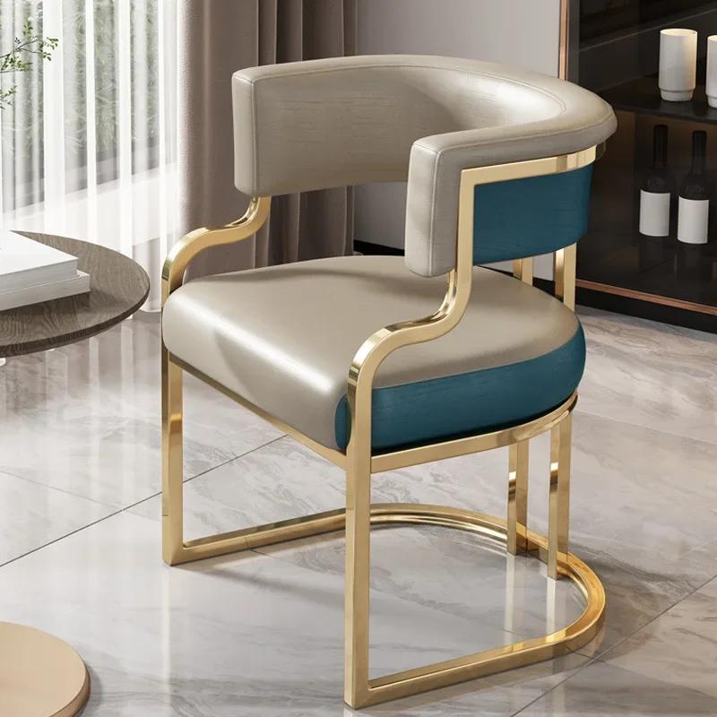 Light Luxury Dining & Tea Chair Set - High-End Hotel Sofa Chair, Includes Manicure & Makeup Stool