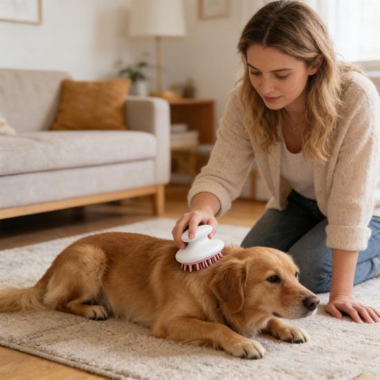 Dog Grooming Comb Silicone Teeth Pet Brush with Anti-slip Handle Gentle Pet Massage Comb Bath Brush for Long Short Hair Dogs