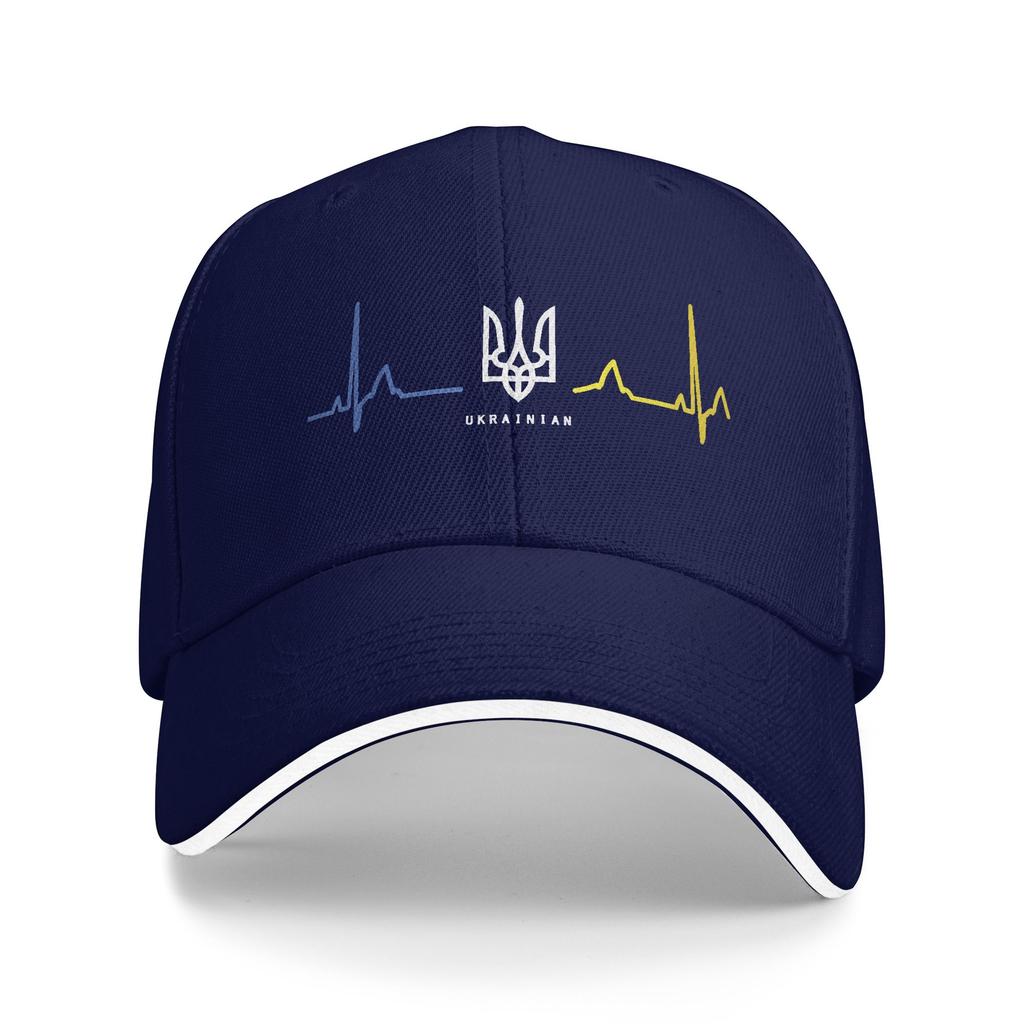 Ukrainian Tryzub Ukraine Flag Trident Zelensky Heartbeat Baseball Cap Men Hip Hop Hats Summer Fitted Retro Hunting Baseball Caps