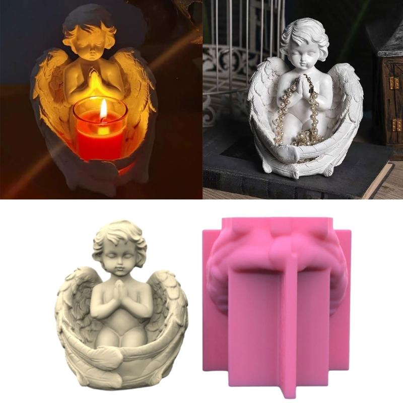 Crafts Moulds Hand-Making Candle Holder Molds Angel Boy Shaped Silicone Material