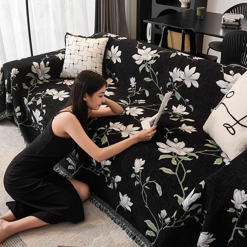 Chenille Sofa-Handtuch, Universell für alle Jahreszeiten, Hochwertige Sofa-Decke, Sofa-Überwurf im Antik-Stil, Kratzfester Sofa-Überwurf für Katzen