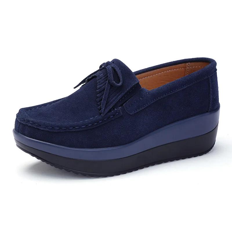 Spring Women Flats Shoes Platform Sneakers Slip On Flats Leather Suede Ladies Loafers Casual Shoes Women Loafers Shoes F65