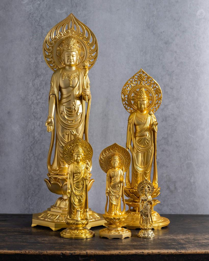 Buddhist statue of Shokannon Bodhisattva, 10cm (gold plated24k gold), sculptor: Shuun Makita, model: "Tendai, Shingon, Rinzai sects", Takaoka