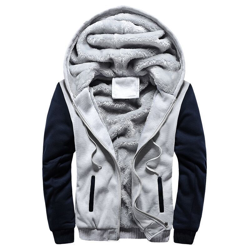 Autumn and Winter Men's Loose Hooded Sweater Cardigan Jacket Men's Fleece Thickened Sportswear