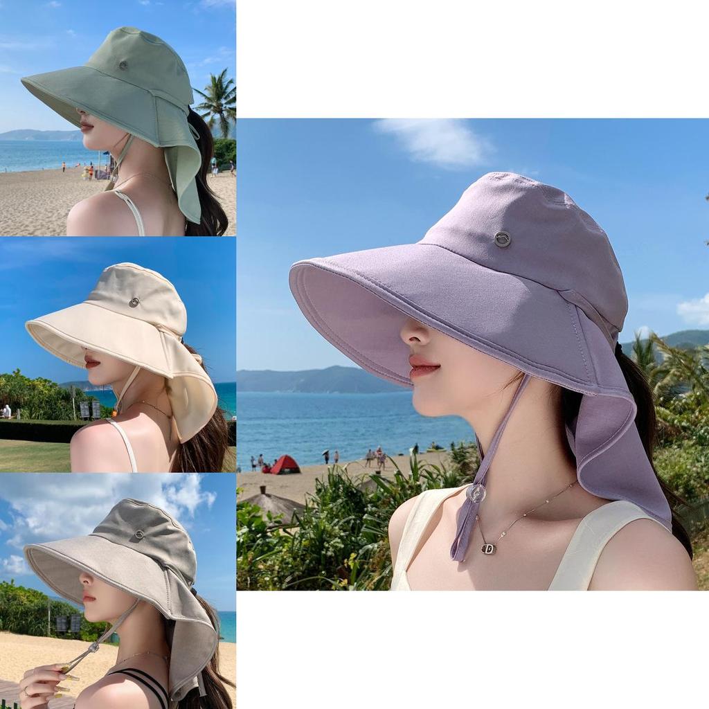 Summer Wide Brim Fisherman Hat With Ponytail Hole For Outdoor Sun Protection