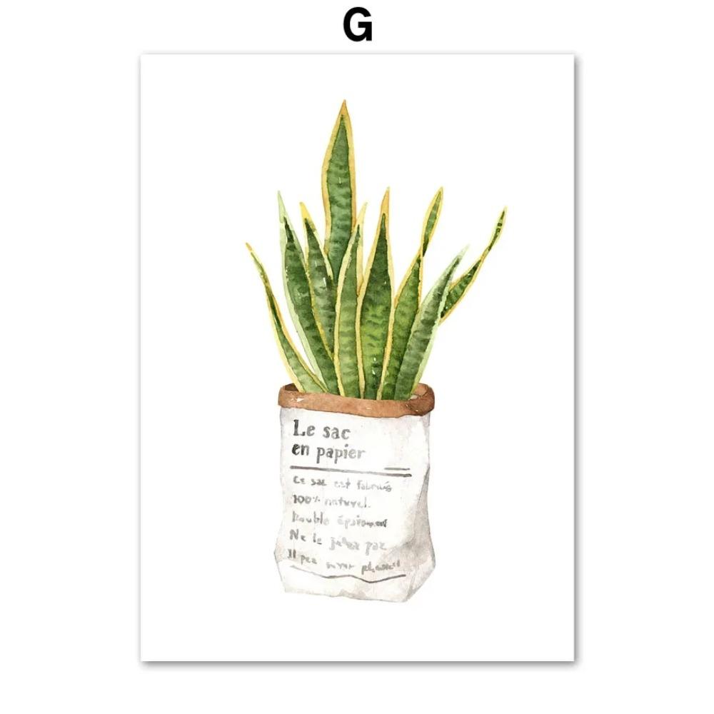 Green Plants Wall Art Canvas Painting Cactus Tiger Pilan Monstera Posters And Prints Wall Pictures For Living Room Decor