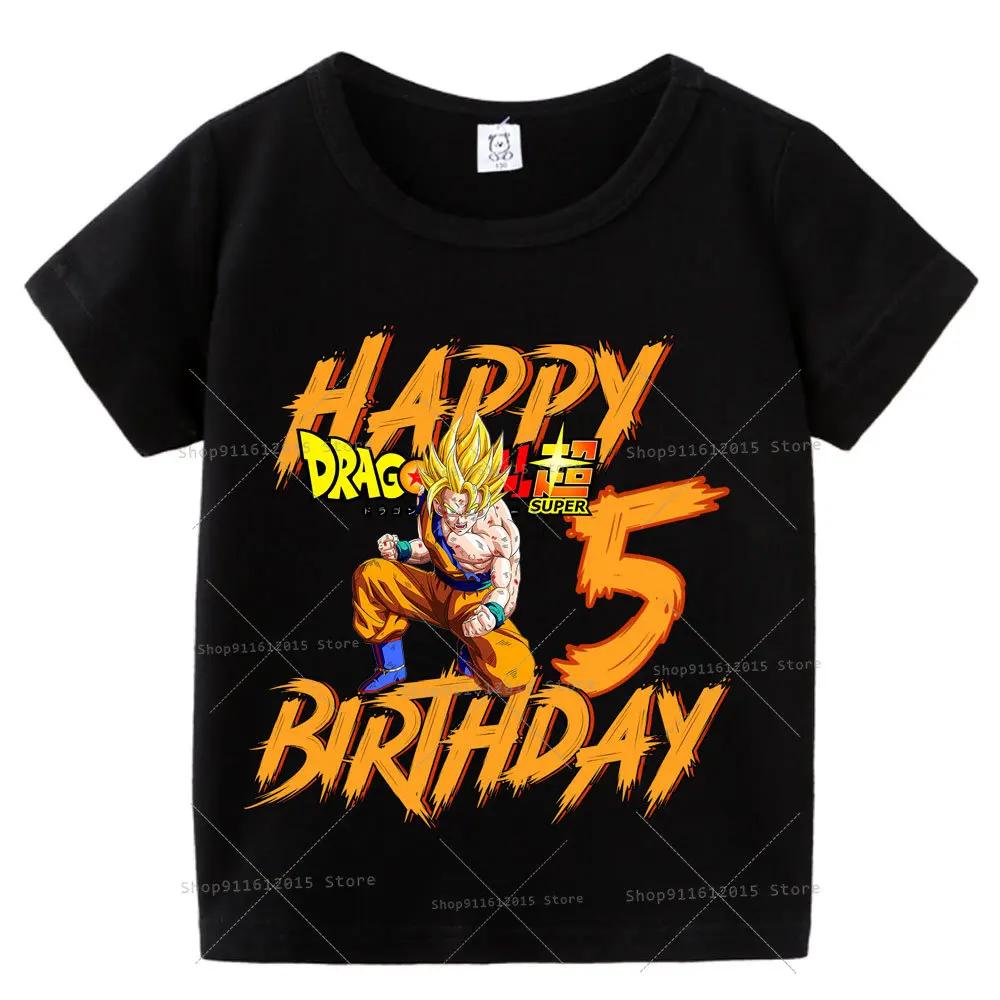 Boy Number T Shirt Kids Birthday Clothes Anime Cartoon Toddler Short Sleeve Tops Summer Casual Children Cotton Tee
